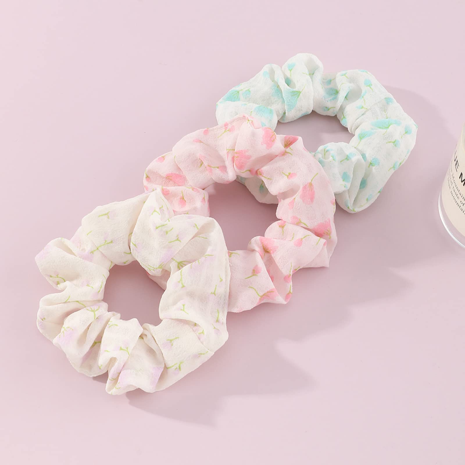 Floral Fabric Hair Ties for Women - 4Pcs Large Ponytail Holders, Soft Hair Rings & Headbands for Girls (Perfect for School, Work, Yoga & Everyday Styling)