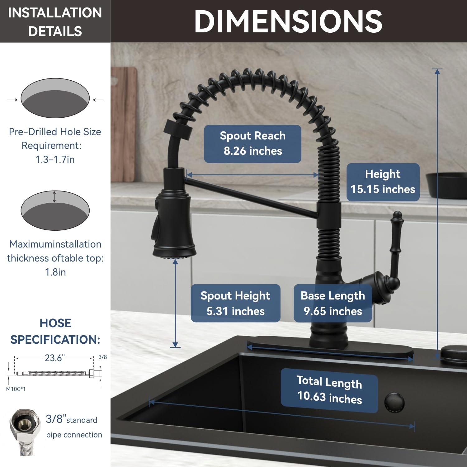 Matte Black Single Handle Pull Down Kitchen Faucet for Modern Kitchens