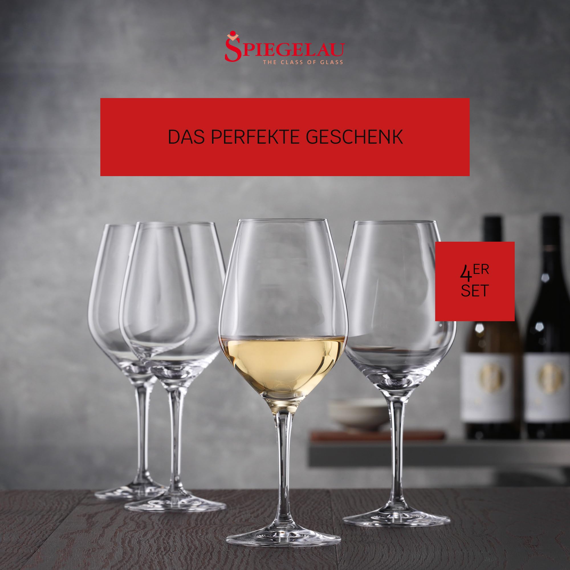 Spiegelau Authentis Small White Wine Glasses - Set of 4 Crystal Clear 360ml Wine Glasses for Chardonnay, Sauvignon Blanc & Riesling - Perfect for Dinner Parties, Wine Tasting & Gifts