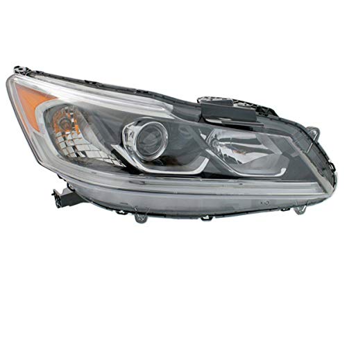 CAPA Certified 16-17 Honda Accord Sedan LED Daytime Running Lights & Halogen Headlight Assembly with Bulb - Right Passenger Side Replacement for Improved Night Visibility & Safety Driving