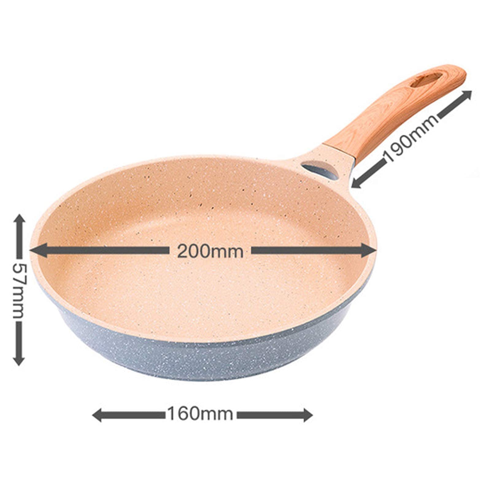 Non-Stick Flat Bottom Wok Pan - 20cm Maifan Stone Coated, Thickened Base for Omelet & Steak - Compatible with Gas, Induction, Electric & Ceramic Stovetops - Perfect for Asian Stir-Fry, Searing Meats & Home Cooking