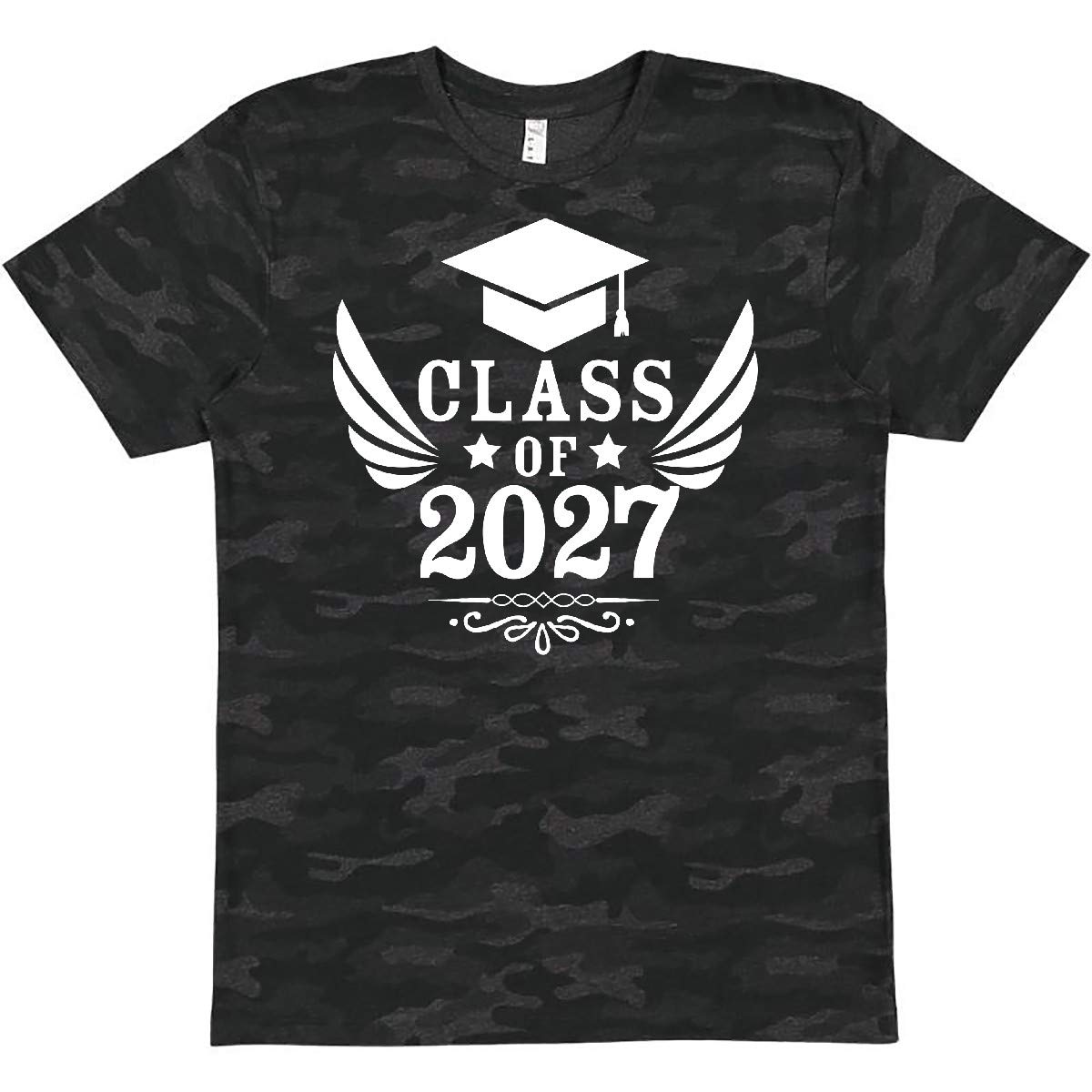 Inktastic Class of 2027 Graduation Cap & Wings Graphic T-Shirt - Comfortable Cotton Tee for High School & College Graduates - Perfect for Graduation Parties, Yearbook Signing & Alumni Events