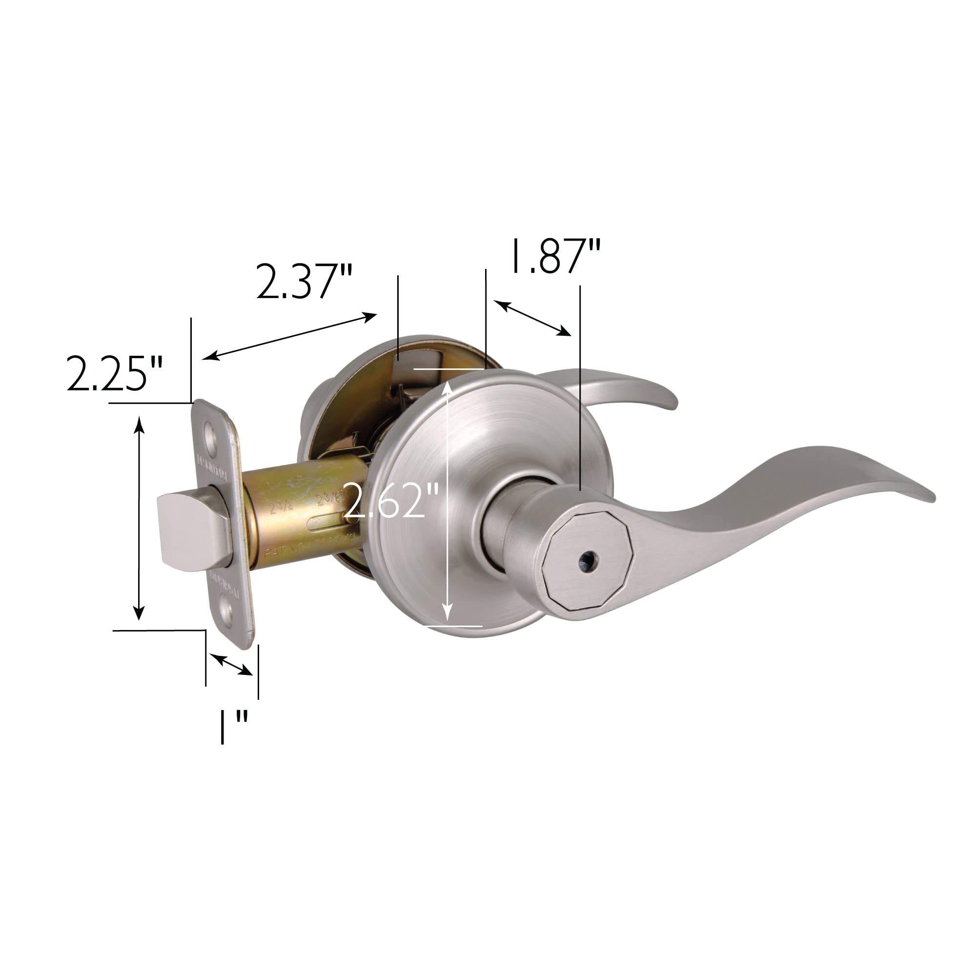 Design House 190876 Springdale 2-Way Adjustable Privacy Door Lever in Satin Nickel - 8 Pack Set for Bedrooms & Bathrooms | Durable Interior Door Hardware for Homes & Offices