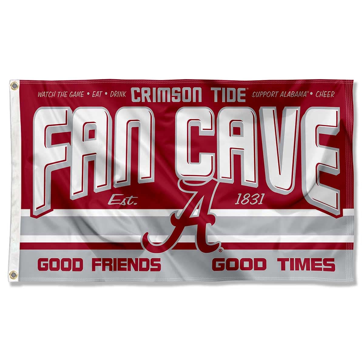 Alabama Crimson Tide Fan Cave Banner Flag - College Football Decor for Man Cave, Game Room & Tailgating