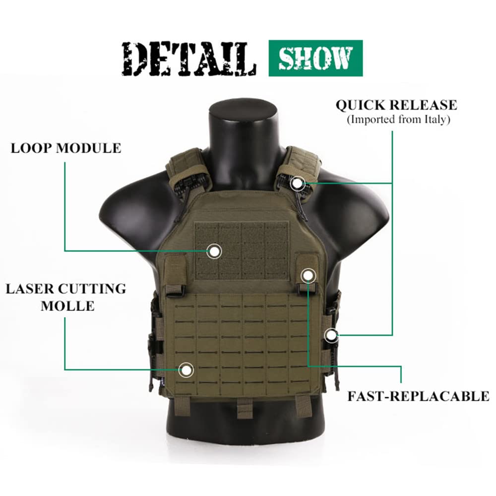 EmersonGear LAVC Assault Plate Carrier with ROC, Quick Release Tactical Military Airsoft Paintball Vest - MOLLE Expandable Design for Combat Training & Outdoor Adventures