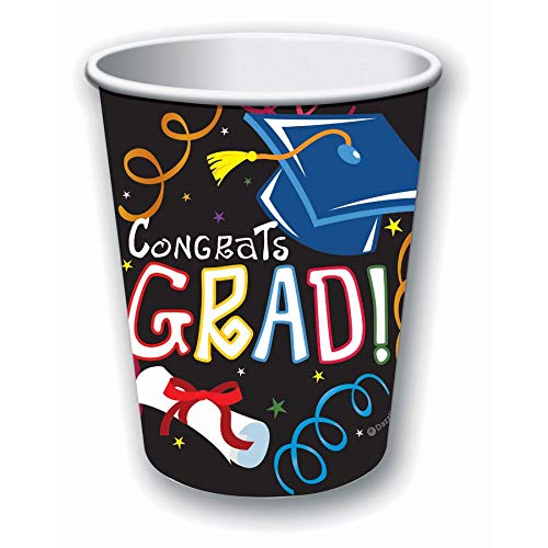 Forum Novelties Graduation 9oz Paper Cups (8 Pack) - Perfect for Graduation Parties, Celebrations & School Events
