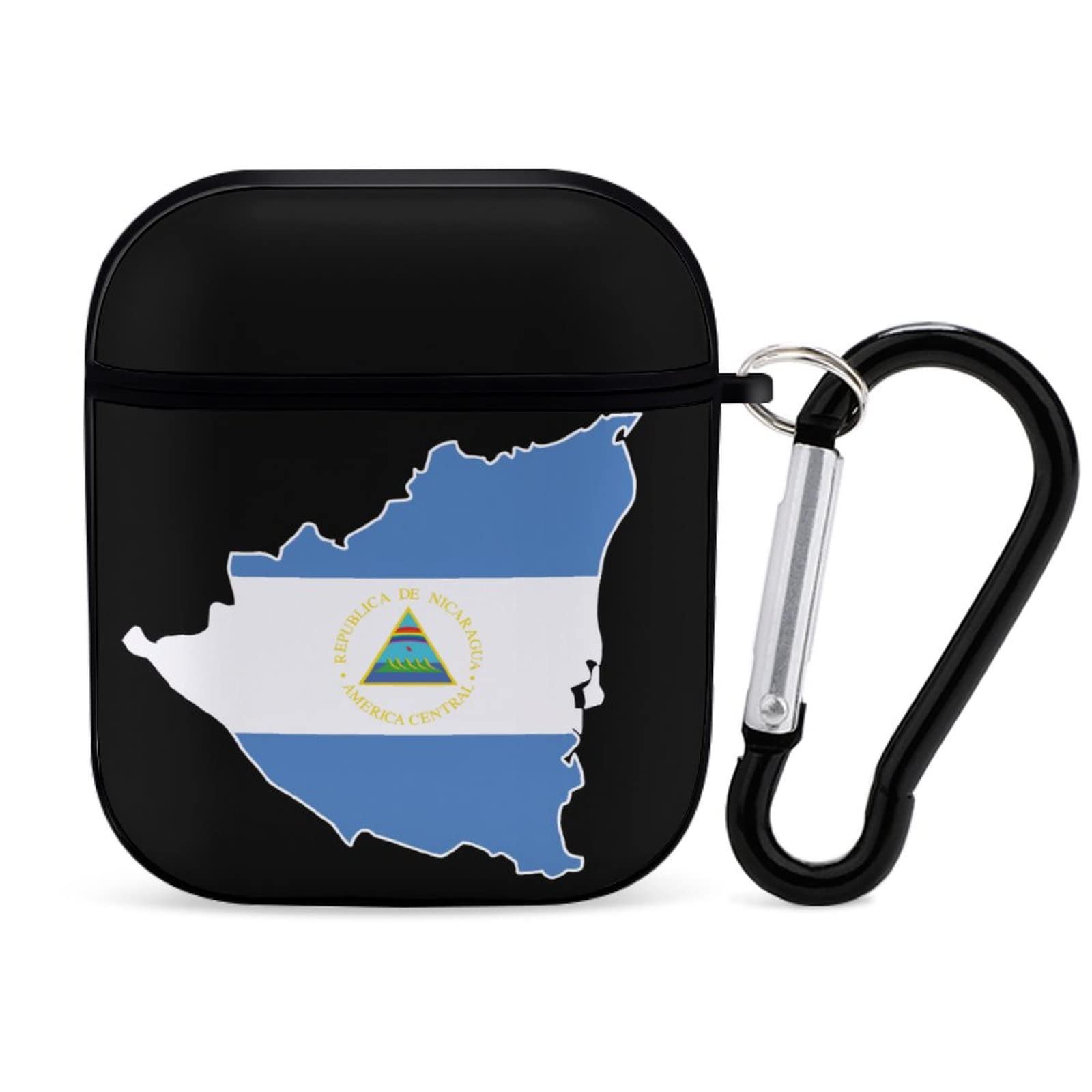Nicaragua Map Print Bluetooth Headset Cover - Shockproof Protective Case for Apple AirPods 1 & 2 - Perfect for Travel, Commuting, and Gym Use
