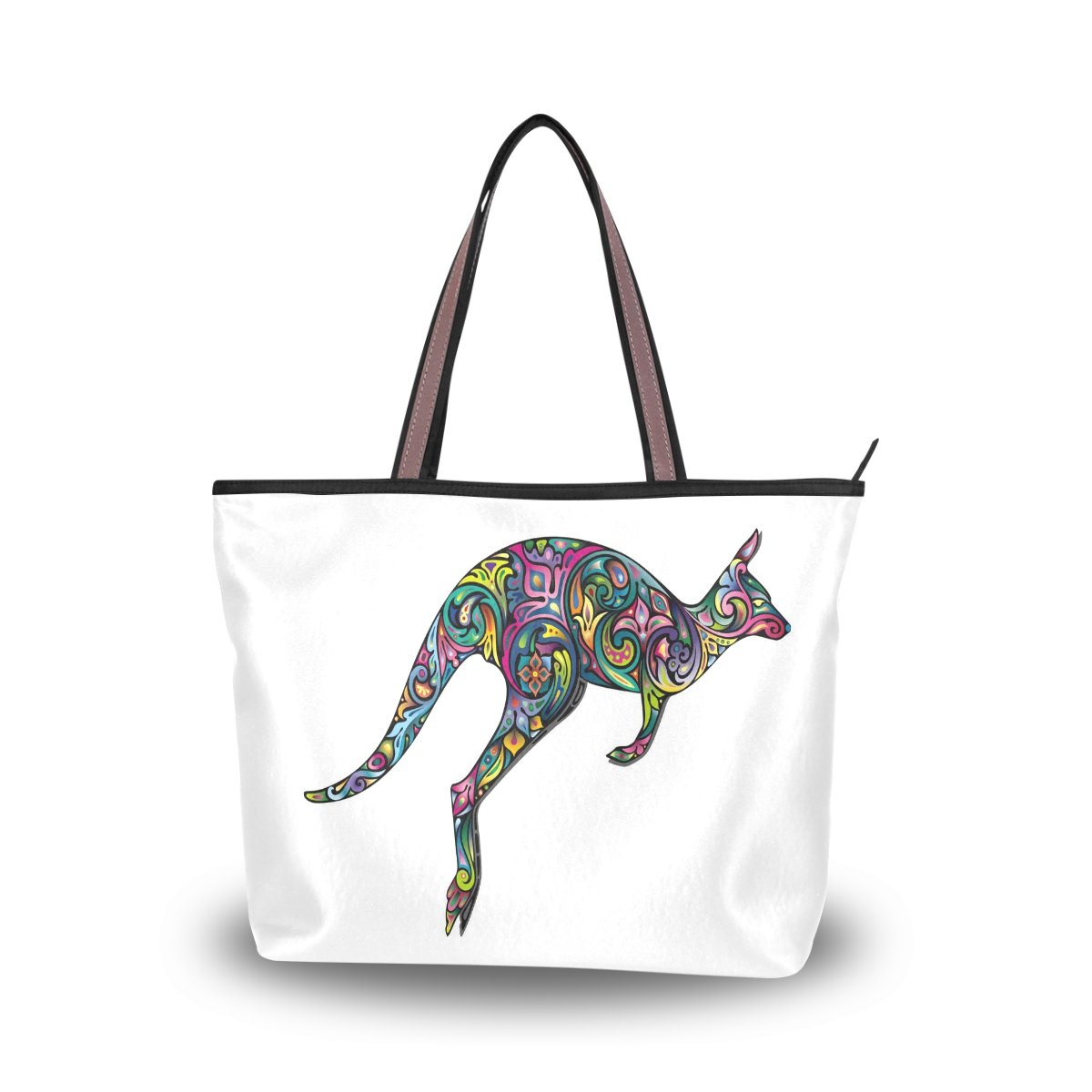 Stylish Women's Large Tote Bag with Top Handle & Shoulder Strap - Kangaroo Print Fashion Handbag for Work, Travel & Everyday Use
