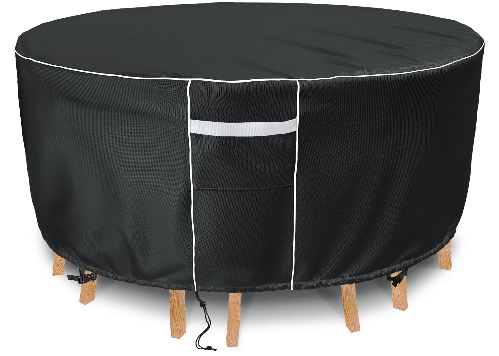 Heavy Duty 500D Waterproof Patio Furniture Covers - All Weather Protection for Round Outdoor Table & 6 Chairs Set (84