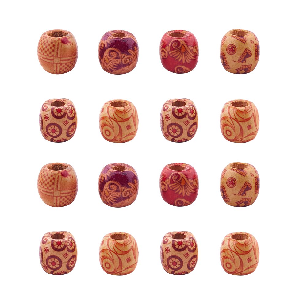 200pcs Assorted Painted Drum Round Wood Beads for Jewelry Making - 0.6inch Diameter with 0.3inch Hole - DIY Bracelet, Necklace & Craft Supplies - Perfect for Handmade Jewelry, Home Decor & Gift Making