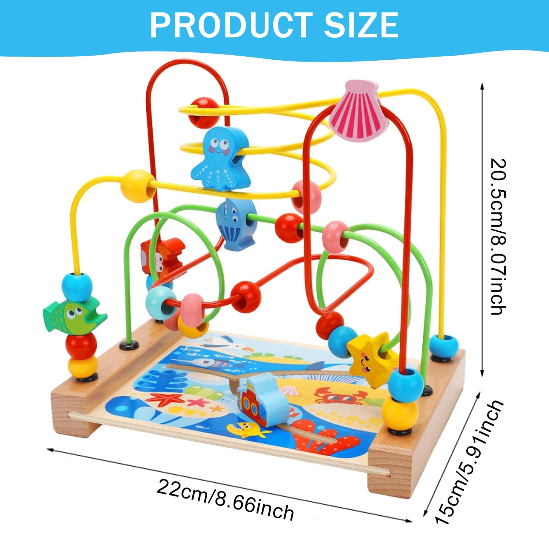 Wooden Bead Maze Activity Cube for Toddlers - Educational Montessori Toy with Roller Coaster Track & Shape Sorter - Perfect for Early Learning, Fine Motor Skills Development and Daycare Playtime