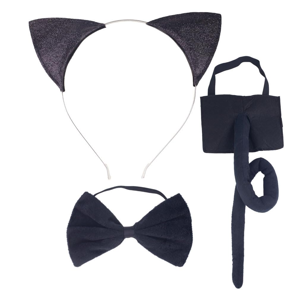 Cat Ear Headband and Tail Set for Women & Girls - Halloween Party, Cosplay Costume Accessories - Perfect for Dress Up, Anime Conventions & Themed Events