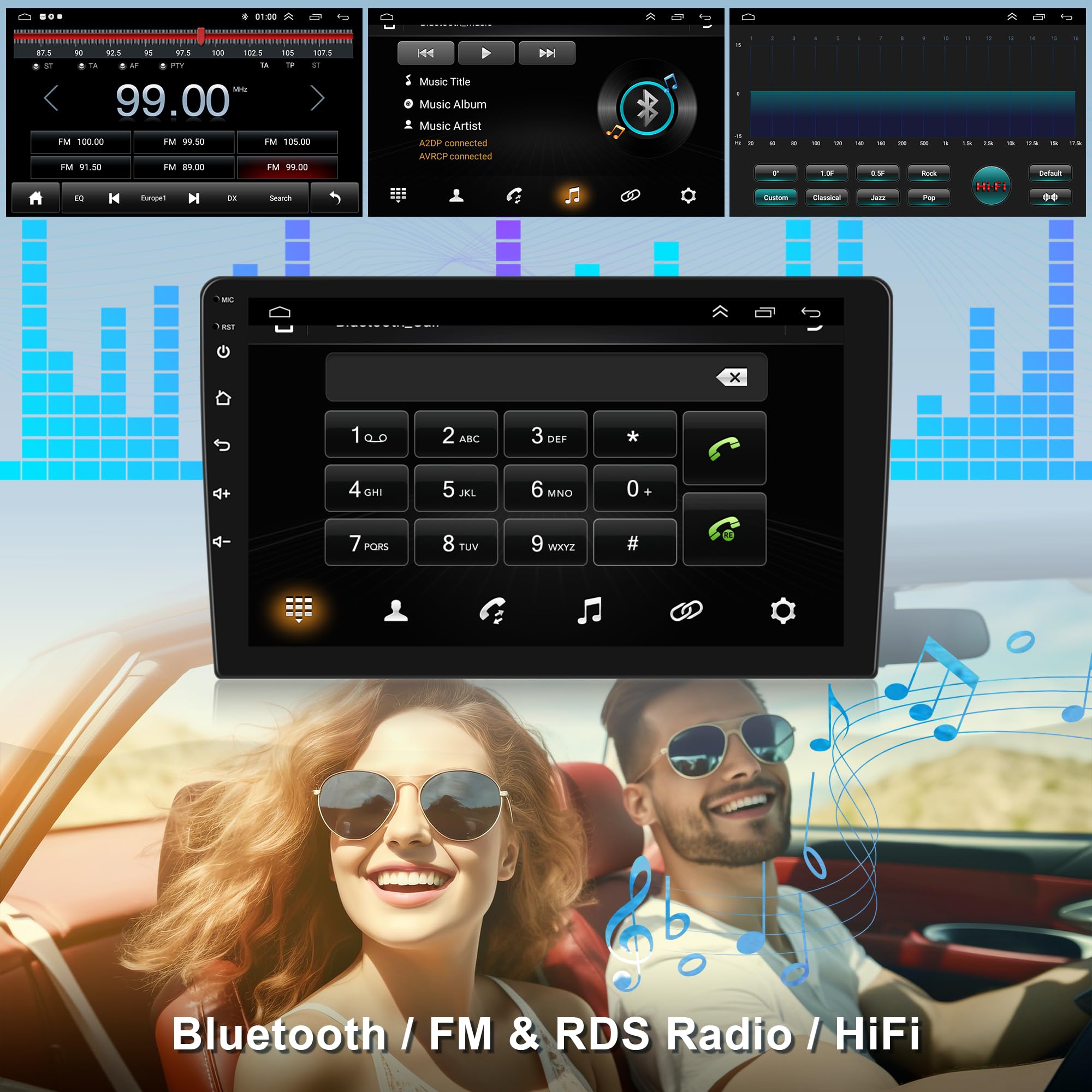 Rimoody 9 Inch Android Double Din Car Stereo - 2GB RAM 64GB ROM, Wireless Apple CarPlay & Android Auto, GPS Navigation, Bluetooth, FM, WiFi, HiFi Sound, Backup Camera - Perfect for Road Trips & Daily Commuting