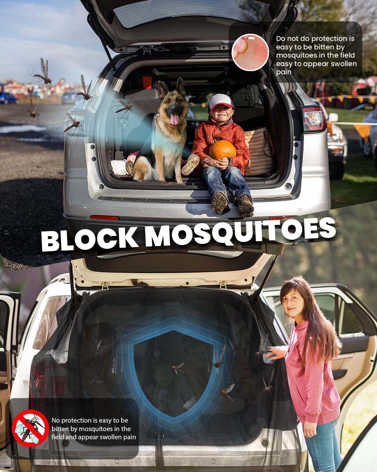 Quickwolf Magnetic Car Tailgate Mosquito Net Screen for SUV & MPV - 67-59 Inch Camping Mesh Tent Accessory for Metal Tailgates | Perfect for Outdoor Camping, Road Trips & Picnics