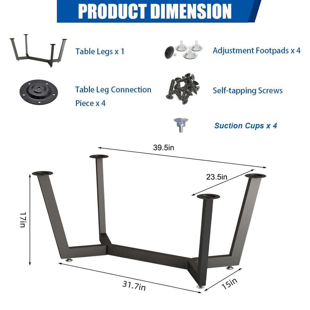 18 Inch Metal Coffee Table Legs - Dual Use Furniture Desk Legs for End Tables, TV Stands & DIY Projects - Sturdy Base for Marble, Glass or Wood Tops - Perfect for Living Room, Office & Home Decor