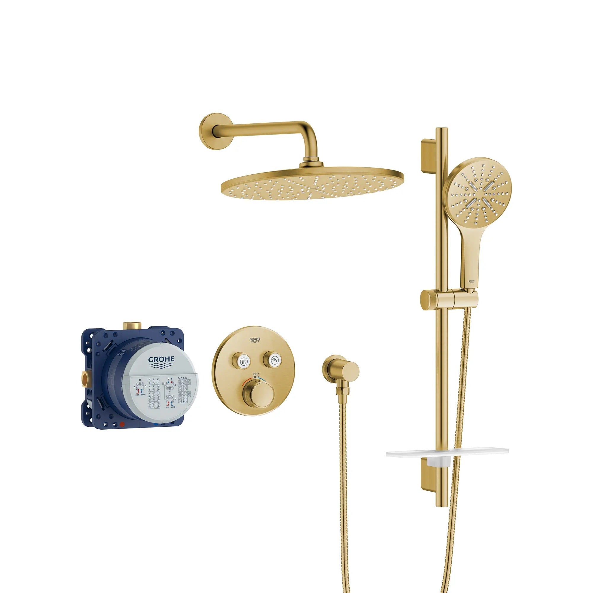 GROHE RAINSHOWER SmartControl Thermostatic Dual Function Round Shower Kit - Luxury Rainfall & Hand Shower Combo for Spa-Like Bathroom Experience