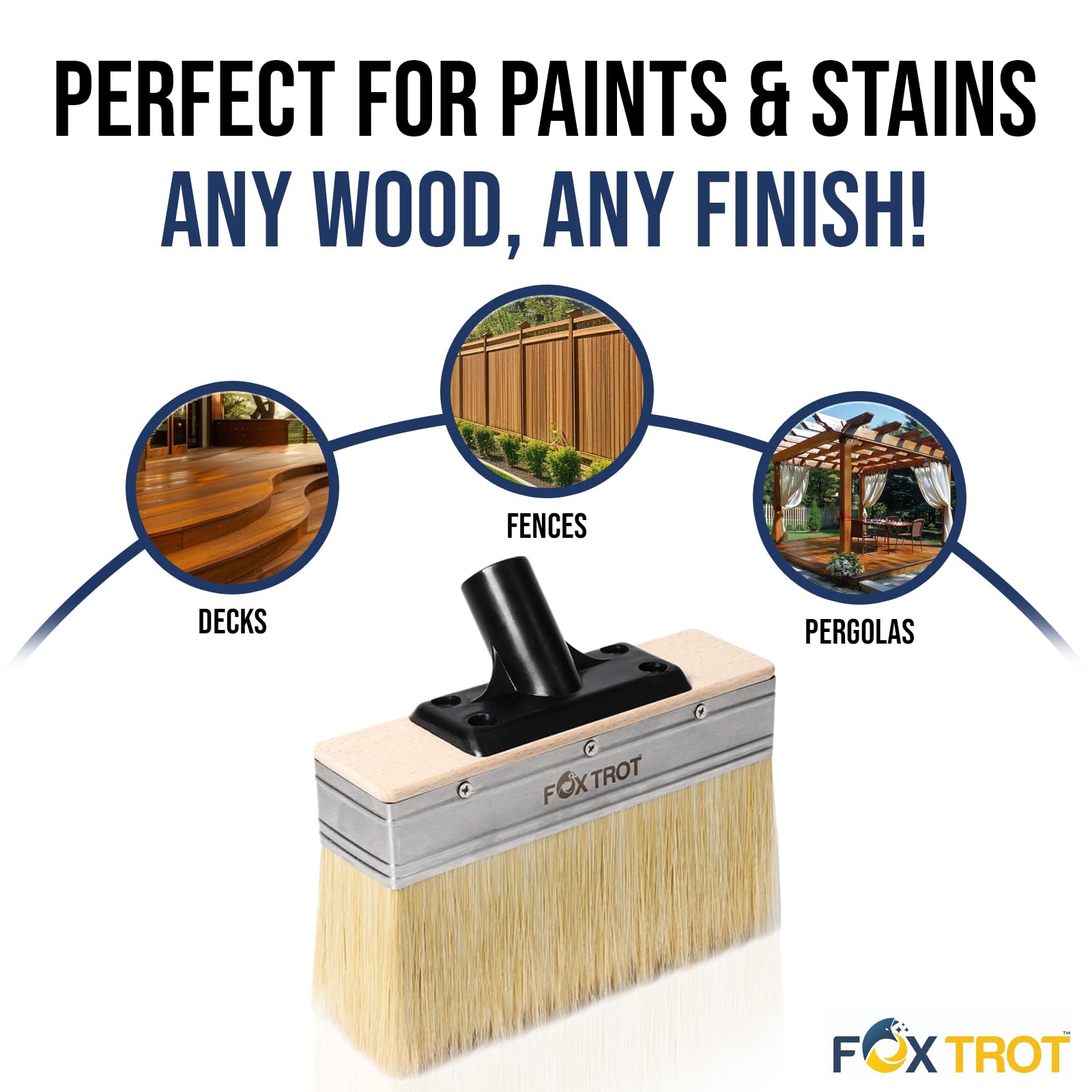 Foxtrot 7-Inch Deck Stain Brush - Professional Wood Stain & Sealer Applicator for Decks & Limewash