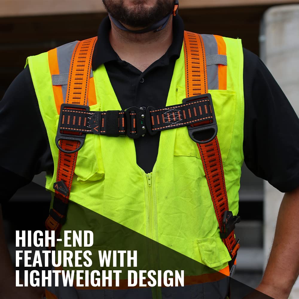 Malta Dynamics Javelina Safety Harness - Lightweight Fall Protection Harness with Comfortable Tongue & Buckle Design for Construction, Roofing & Industrial Work
