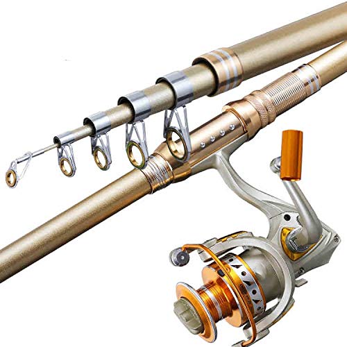 Carbon Fiber Telescopic Fishing Rod and Reel Combo Set - Lightweight Long Cast Saltwater Spinning Rod with Metal Reel for Beginners & Anglers | Perfect for Rock Fishing, Beach Casting & Sea Angling