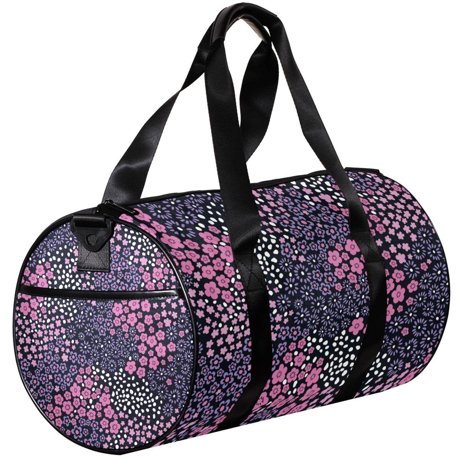 Small Travel Duffel Bag - Pink Floral Canvas Gym Bag for Women | Lightweight Sports Tote for Workout, Yoga, Weekend Getaways & Beach Trips