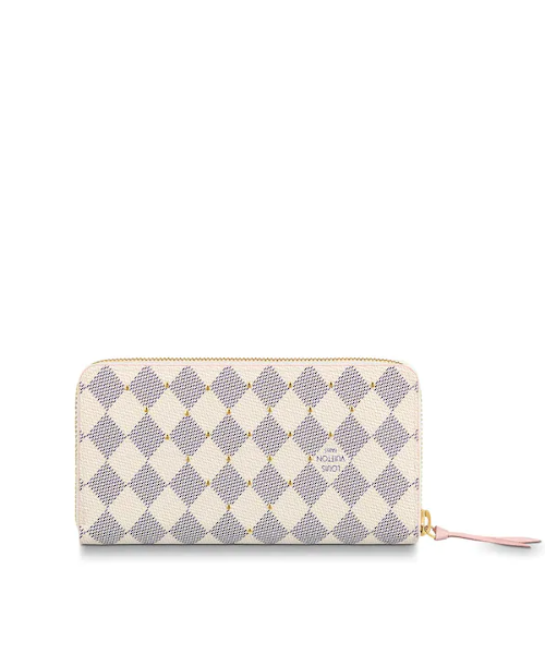 LV Clemence Wallet in Damier Azur Canvas with Rose Ballerine Interior - Perfect for Everyday Use & Travel Accessories