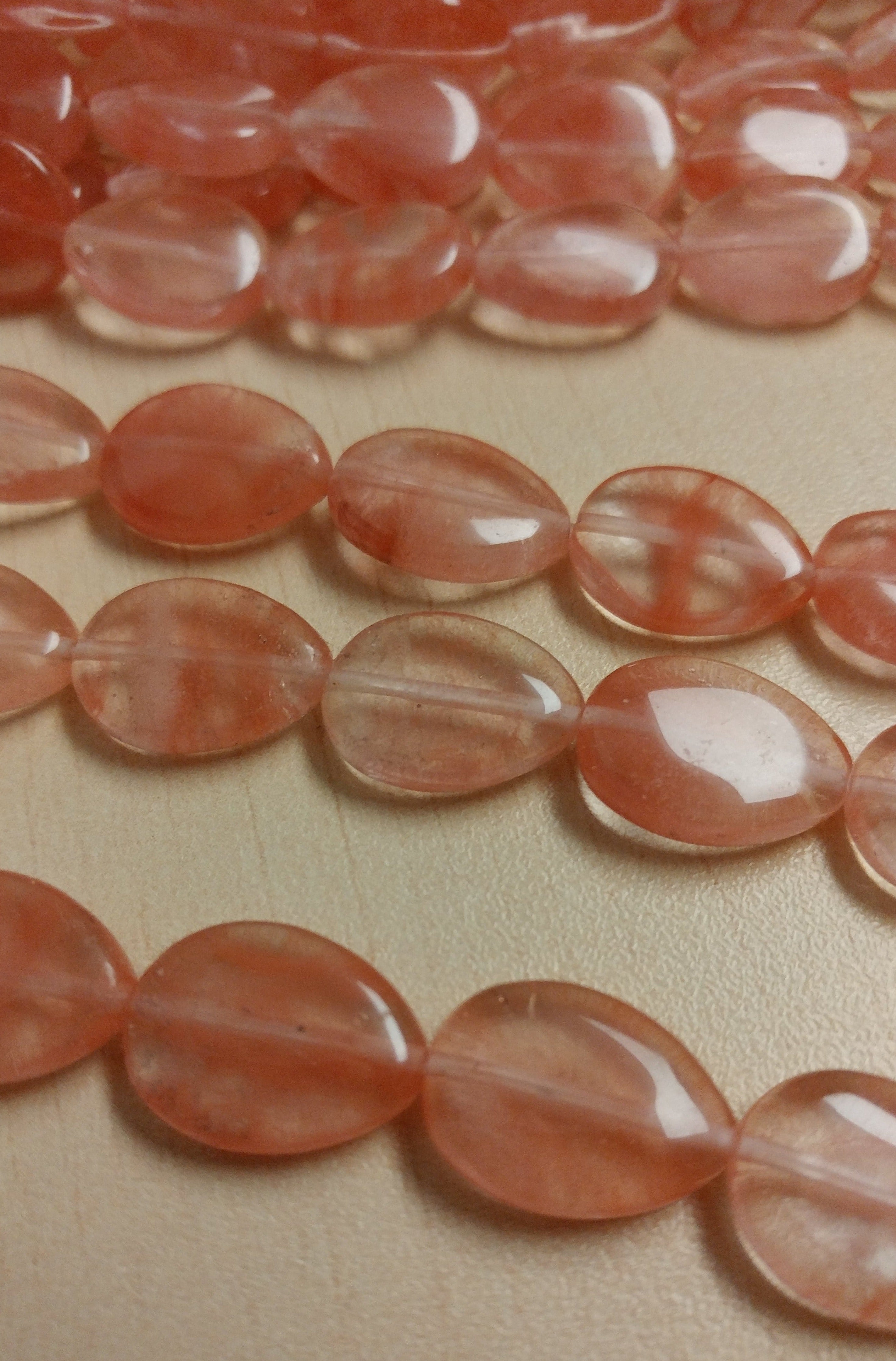 Cherry Quartz Flat Teardrop Beads Strand - 15 Inch Natural Gemstone Beading Supplies for Jewelry Making, DIY Crafts & Healing Crystals | Bulk Wholesale Closeout Sale
