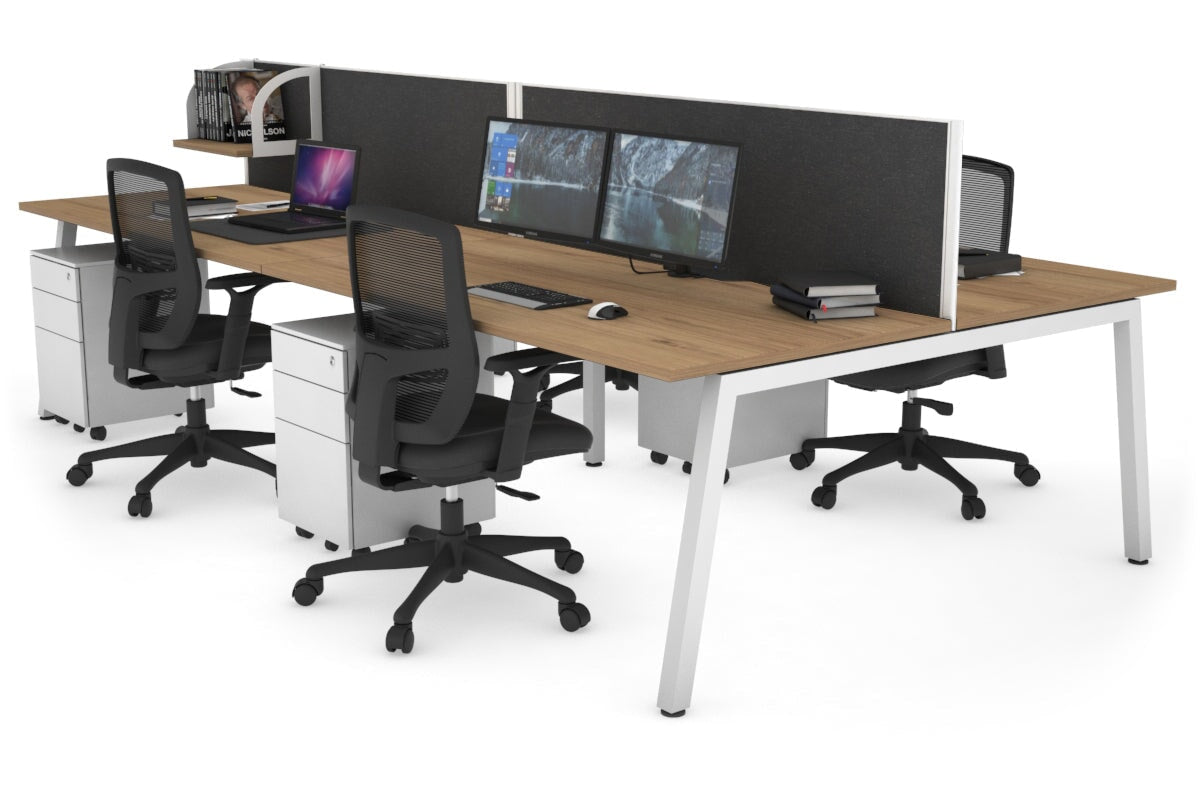 Quadro 4-Person Office Workstation Desk - 1200L x 800W with Cable Management Scallop - Perfect for Collaborative Workspaces, Team Meetings & Open Office Environments