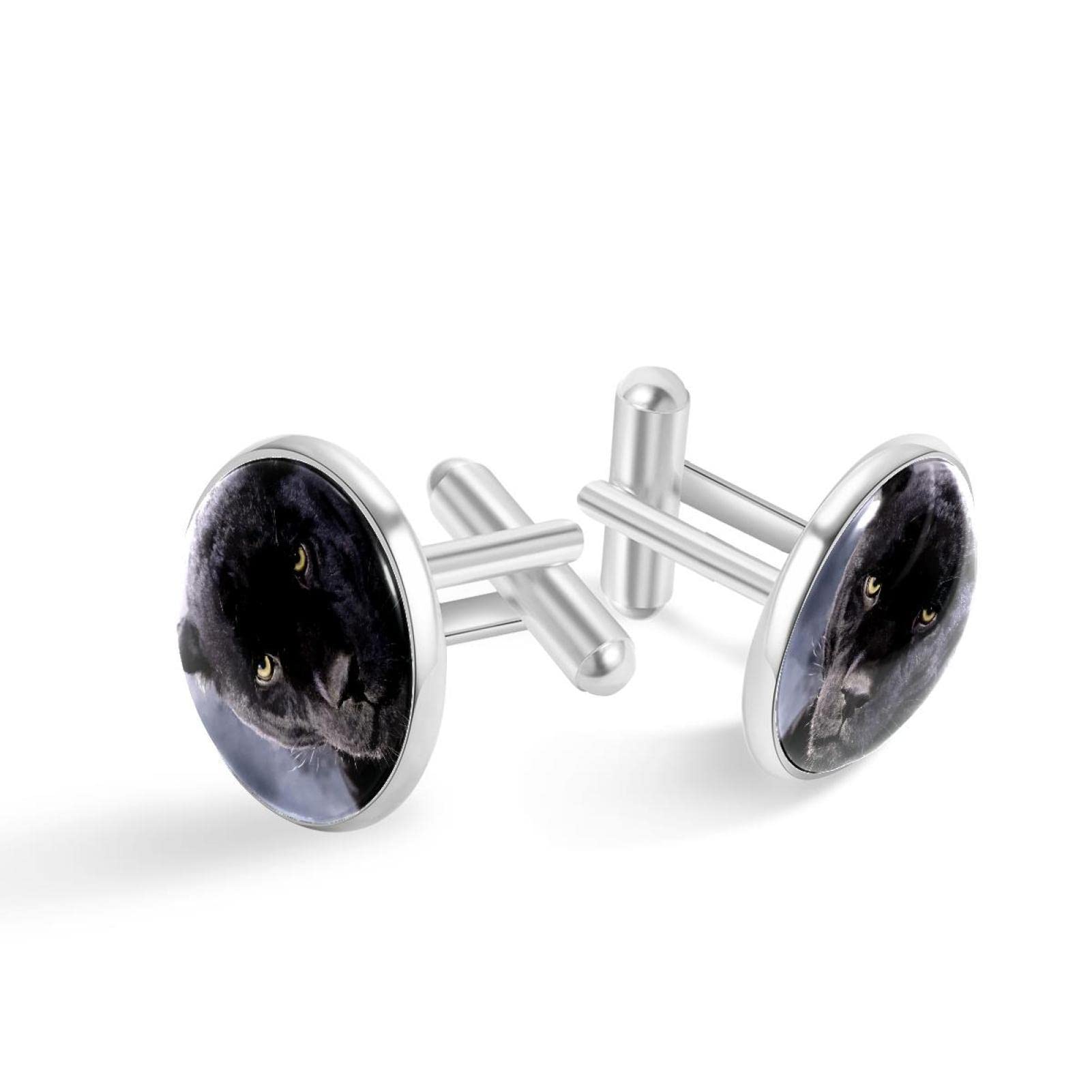 Custom Silver Black Panther Cufflinks for Men - 2PCS Elegant Wedding Cuff Links for Groomsmen & Groom - Perfect Formal Gift for Weddings, Anniversaries & Special Occasions