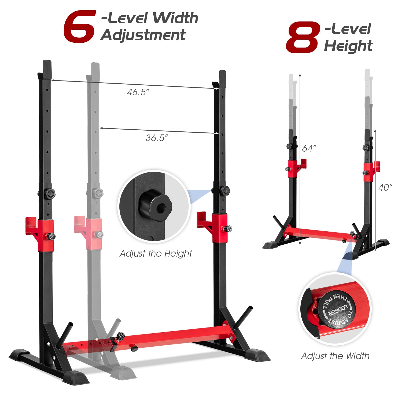 Goplus Adjustable Barbell Rack Stand - Multi-Function Squat Rack & Dip Station with Weight Plate Storage - 600LBS Capacity Home Gym Equipment for Weight Lifting, Bench Press & Strength Training - Perfect for Garage, Basement & Home Workout Spaces