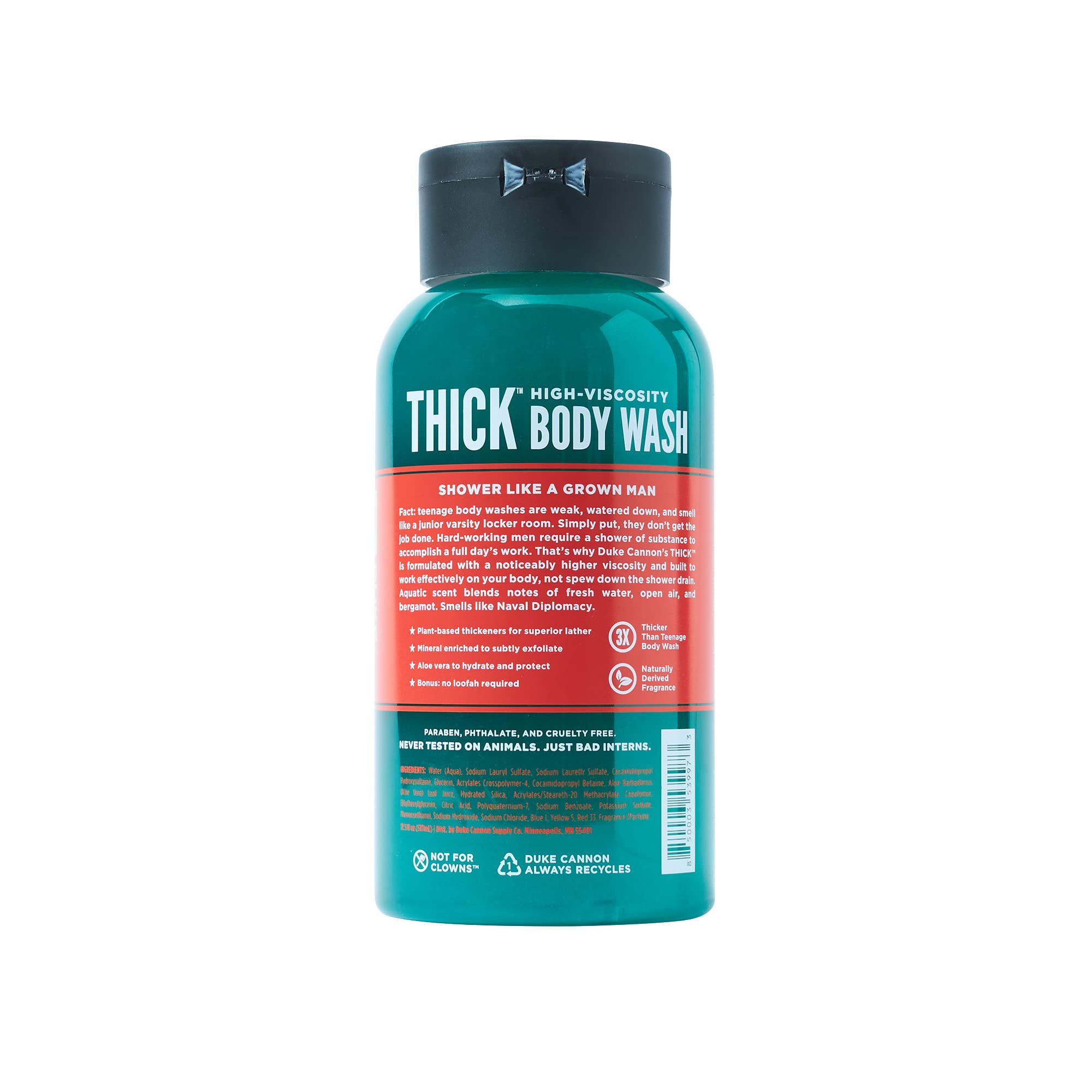 Duke Cannon Supply Co. THICK High-Viscosity Men's Body Wash - 4 Pack Variety Box with Premium Plant-Based Thickeners, Superior Lather & Natural Exfoliants (17.5 Fl Oz Each) - Ideal for Gym, Travel & Daily Shower Routine