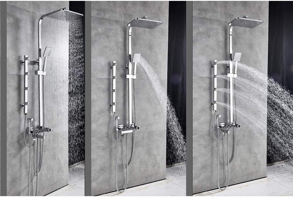 **Premium Chrome Body Massage Jet Shower Faucet Set - Wall Mounted Bath Shower Mixer with Bidet Sprayer & Rain Shower Head for Spa-Like Relaxation at Home**