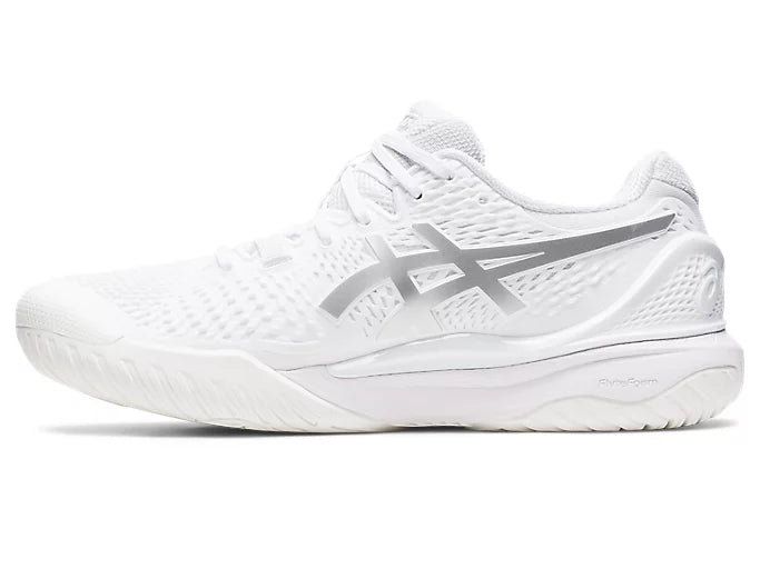 ASICS Women's Gel Resolution 9 Tennis Shoes - White/Silver - Lightweight Stability Court Sneakers for Women - Perfect for Tennis, Pickleball & Casual Wear