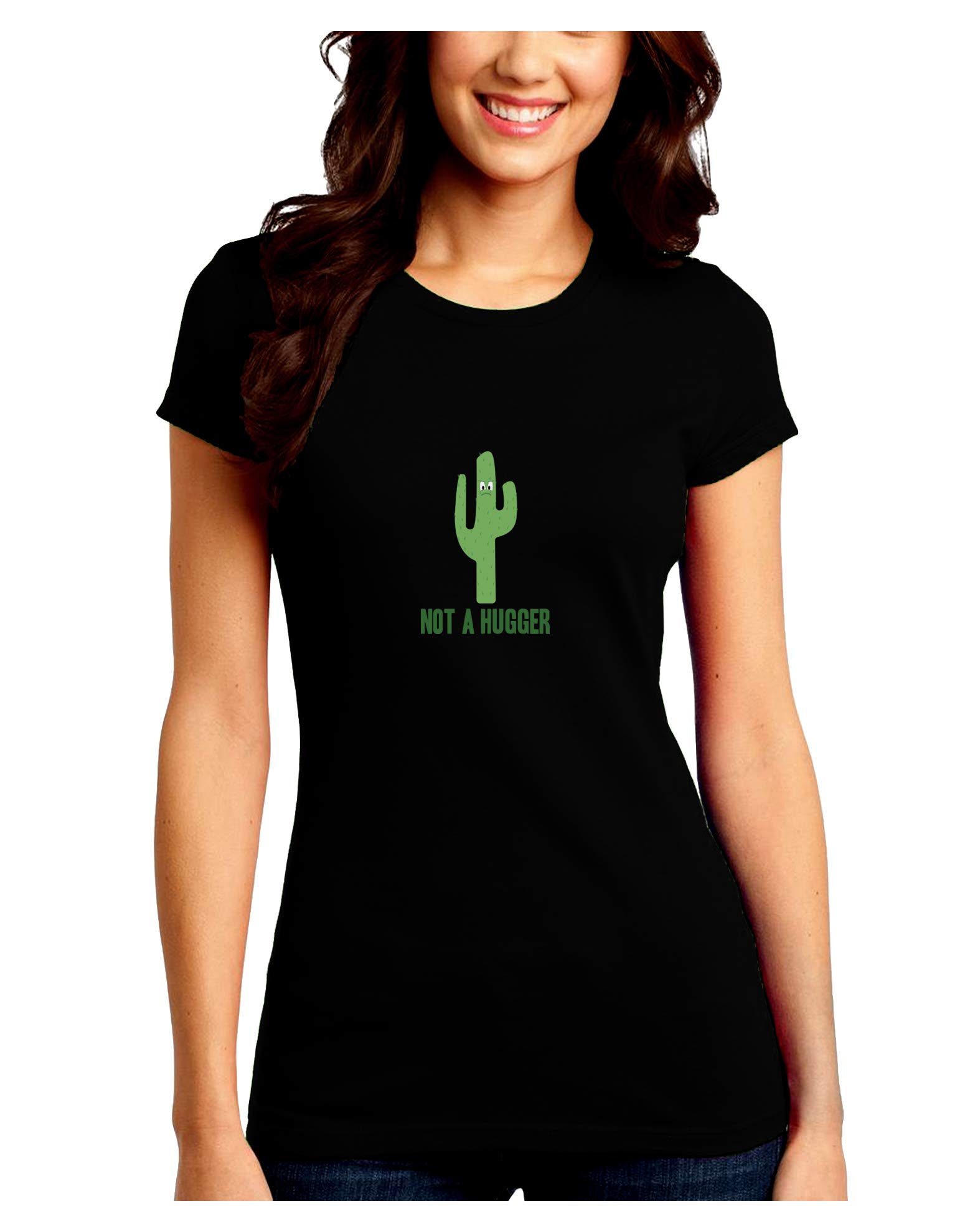 TOOLOUD Not a Hugger Dark Juniors Petite Crew Neck T-Shirt for Women | Soft Cotton Tee for Casual Wear, Outfits & Everyday Comfort