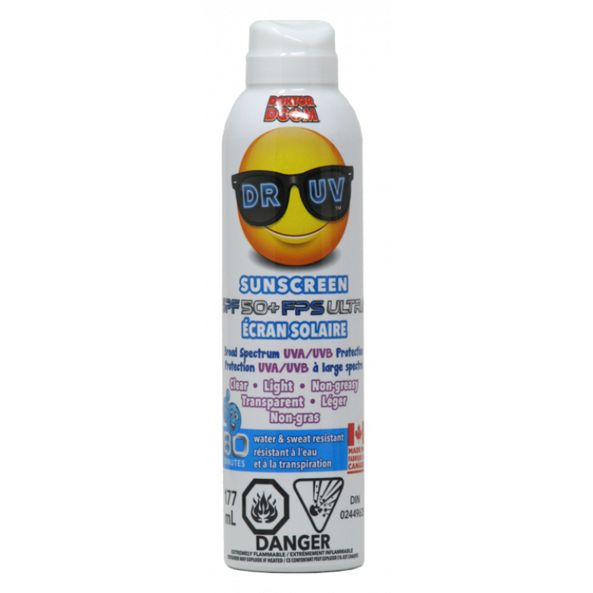 Doktor Doom Water Resistant Sunscreen SPF 50 - 177ml (6oz) | Sweatproof & Long Lasting Protection | Perfect for Outdoor Activities, Swimming & Sports