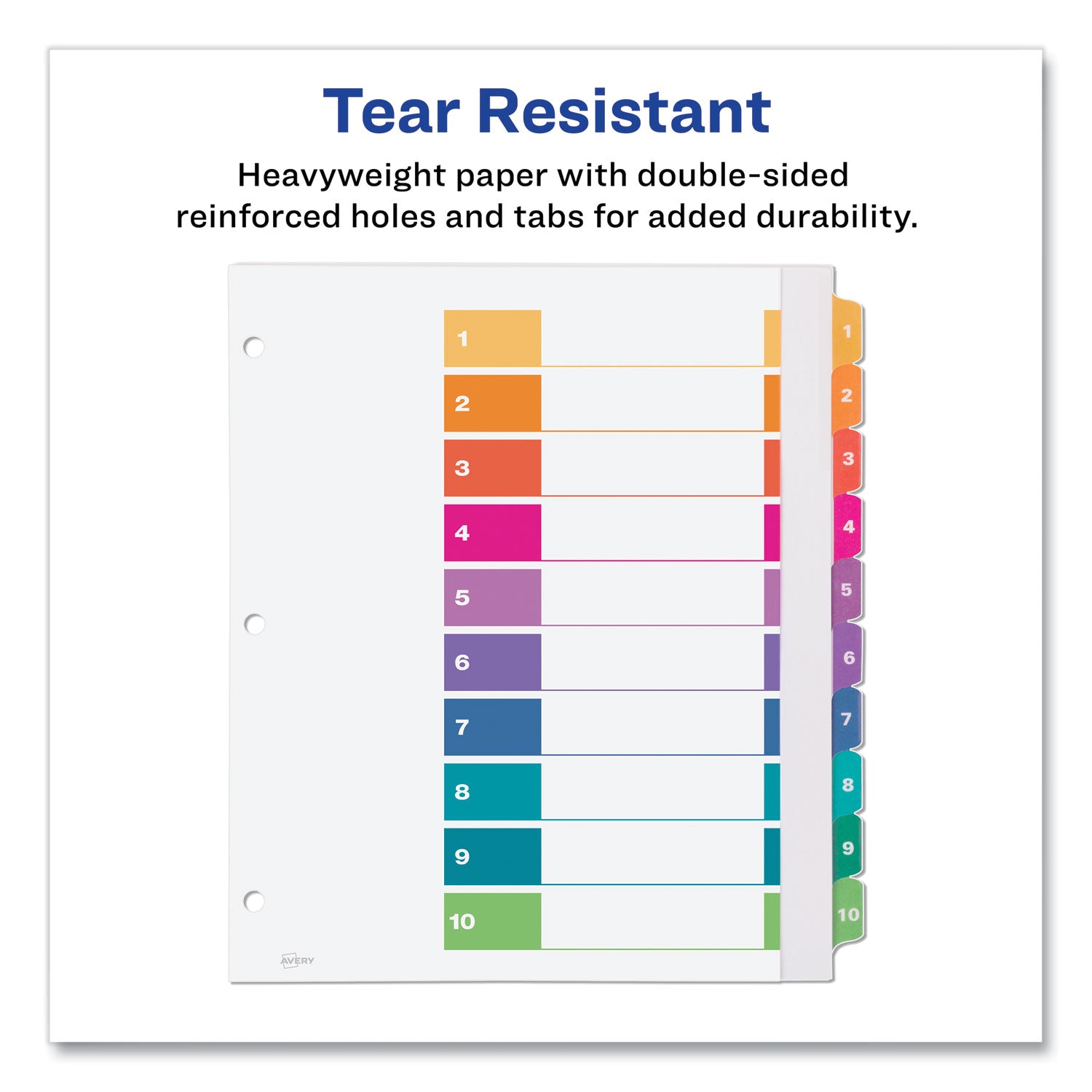 Avery® Customizable TOC Ready Index Multicolor Tab Dividers - Extra Wide Tabs, 10 Tabs (1-10), 11 x 9.25 Inches, White (1 Set) - Perfect for Office Organization, School Binders & Document Filing