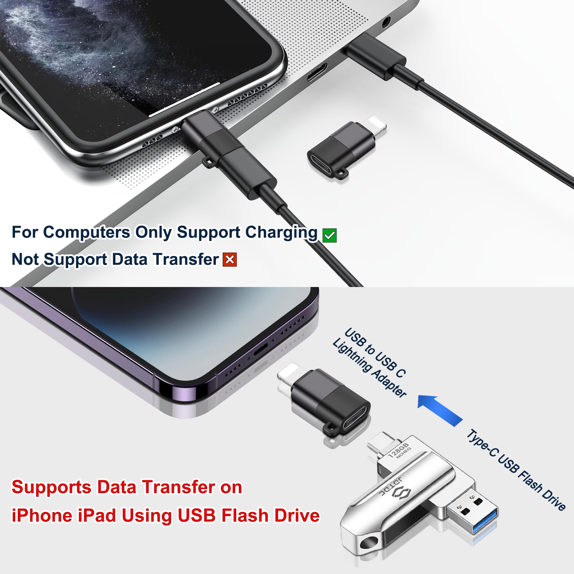 2-Pack USB C to Lightning Adapter - Female USB C to Male Lightning Connector for Fast Charging & Data Sync - Compatible with iPhone, iPad, AirPods - Perfect for Travel, Office & Home Charging Stations