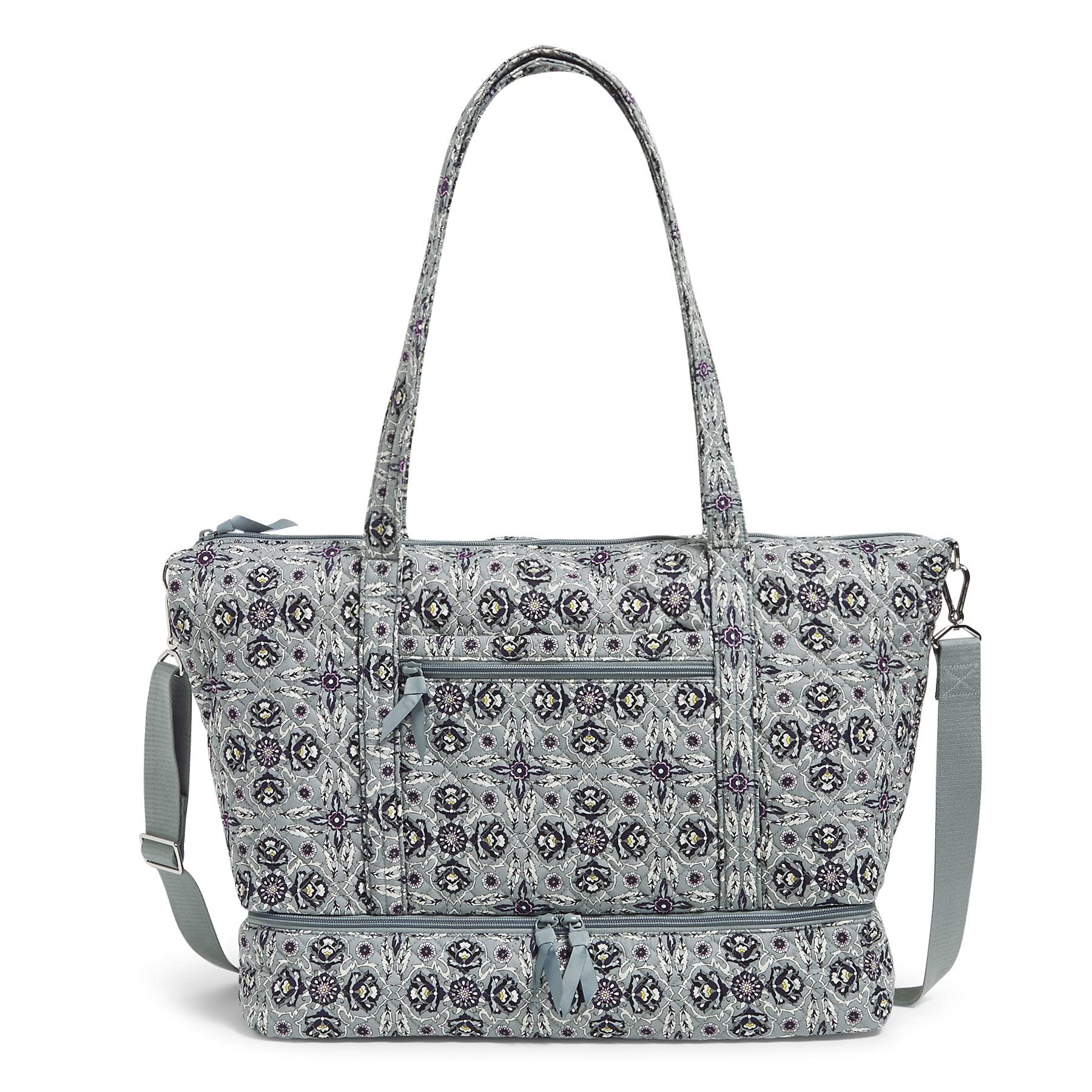 Vera Bradley Women's Cotton Deluxe Tote Bag - Stylish Large Travel Handbag for Work, Gym, Beach & Weekend Getaways | Lightweight Durable Shoulder Bag with Pockets