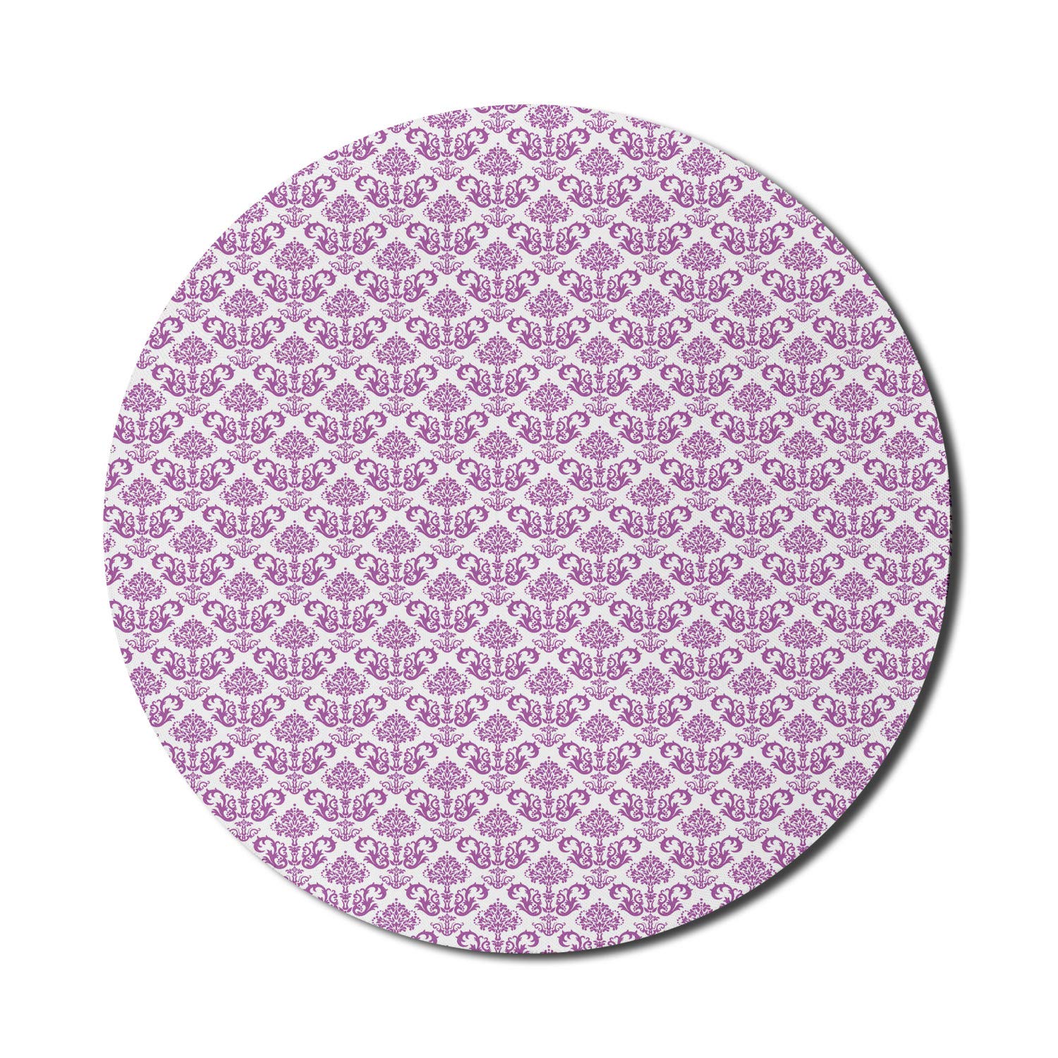 Ambesonne Victorian Floral Lavender Mouse Pad - 8 Inch Round Non-Slip Rubber Gaming Mousepad with Continuous Bloom Design for Computer & Office Use | Perfect for Home, Office & Gaming Setups