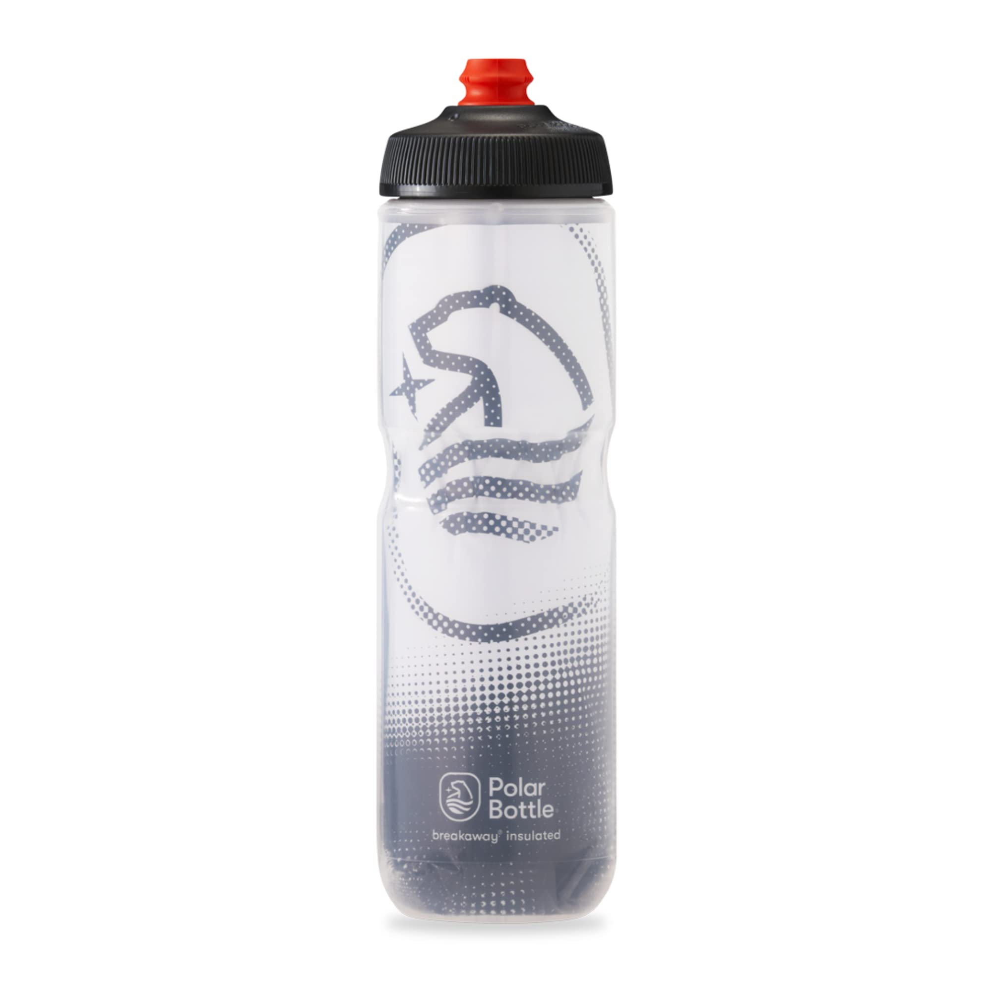 Polar Bottle Breakaway Insulated Cycling Water Bottle - 24oz BPA Free Sports Squeeze Bottle for Bike Riding, Running & Outdoor Activities (Big Bear - White & Charcoal) - Perfect for Cycling, Gym Workouts & Hiking