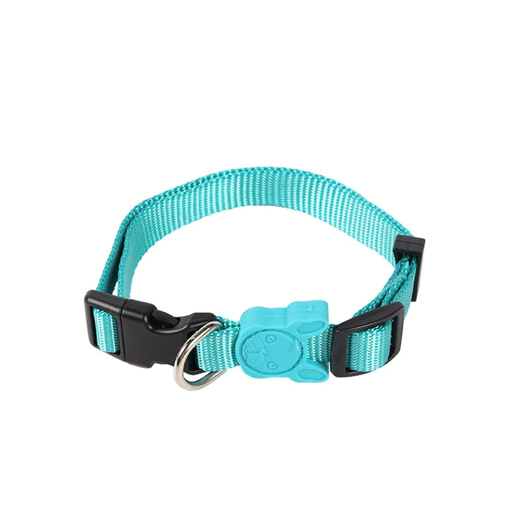 Durable Adjustable Nylon Dog Collar with Safety Locking Buckle - Plastic Dog Logo - Perfect for Puppy & Small Medium Large Dogs (Cyan, Small) - Ideal for Training, Walking & Outdoor Adventures