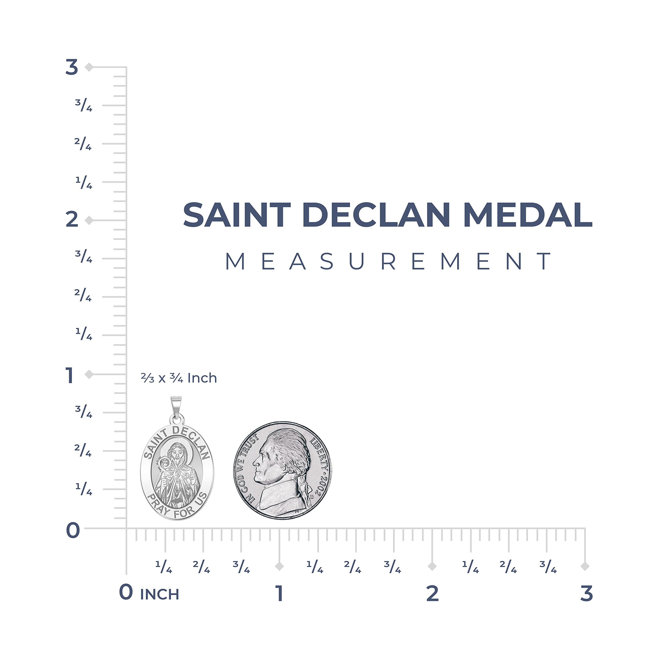 Sterling Silver & 10K/14K Gold Saint Declan Oval Religious Medal - Christian Protection Jewelry for Men & Women - Perfect for Baptism, Confirmation & Daily Faith Wear
