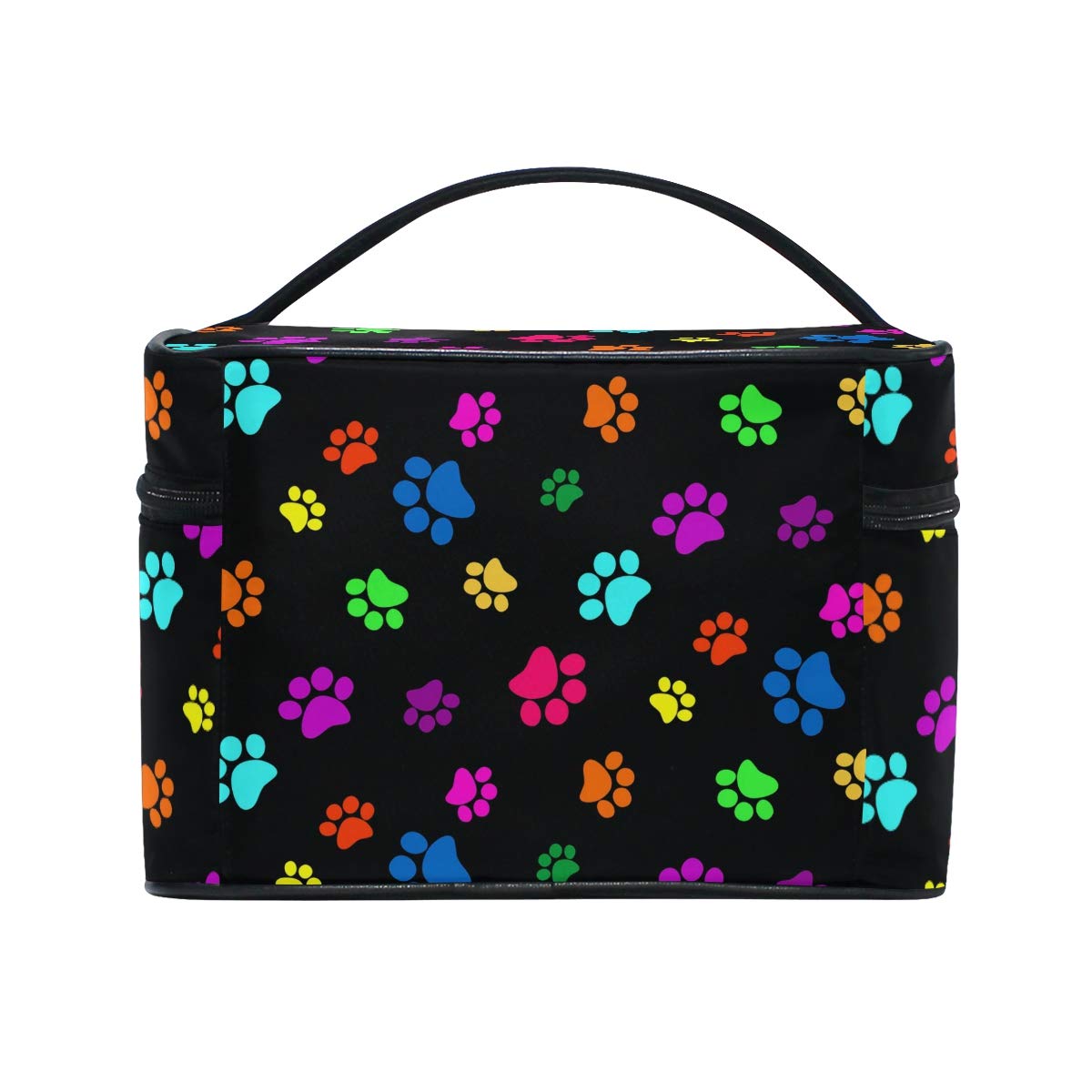 Colorful Paw Print Travel Makeup Bag - Portable Cosmetic Organizer for Women & Girls - Perfect for Travel & Daily Use