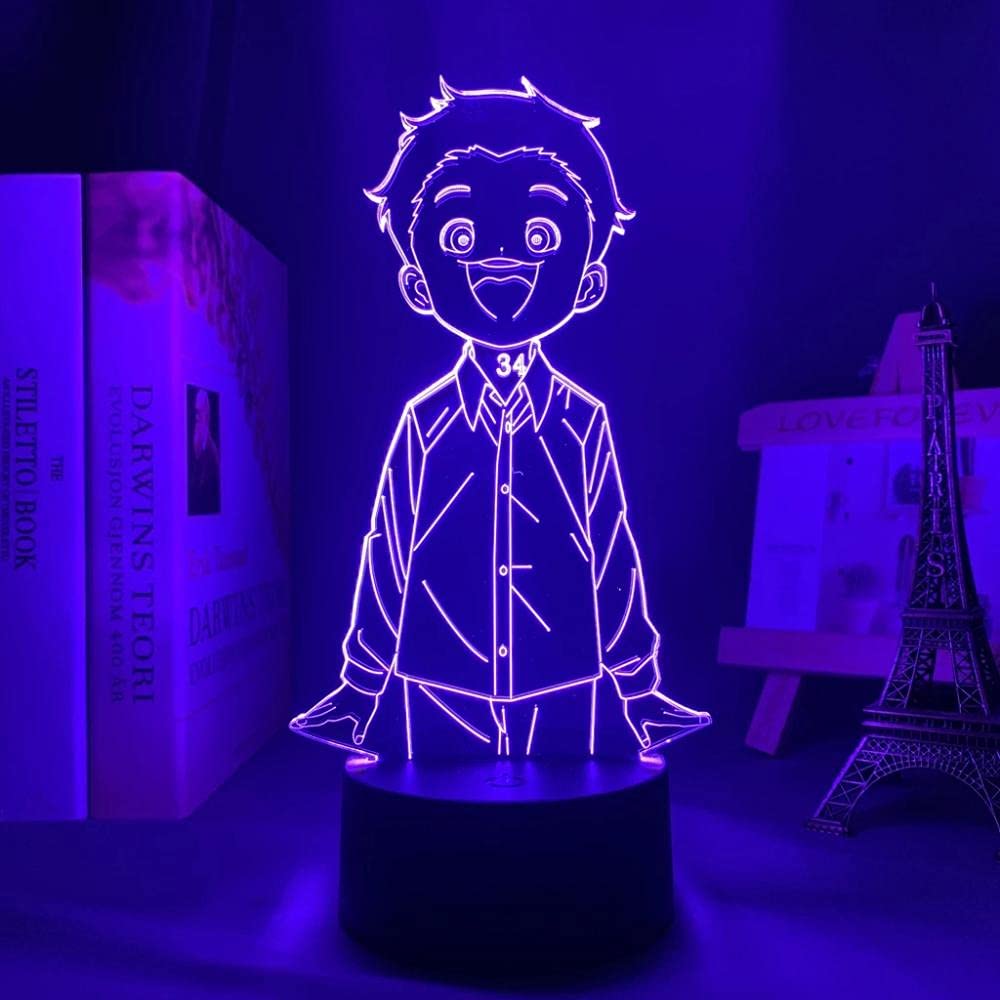 The Promised Neverland Norman 3D Illusion LED Night Light - 16 Color Changing Anime Desk Lamp with Remote Control | Perfect Christmas Gift for Anime Fans | Bedroom, Office, Gaming Room Decor