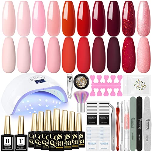 10 Colors UV Gel Nail Polish Kit with 48W Lamp - DIY Manicure Set for Home & Salon Use