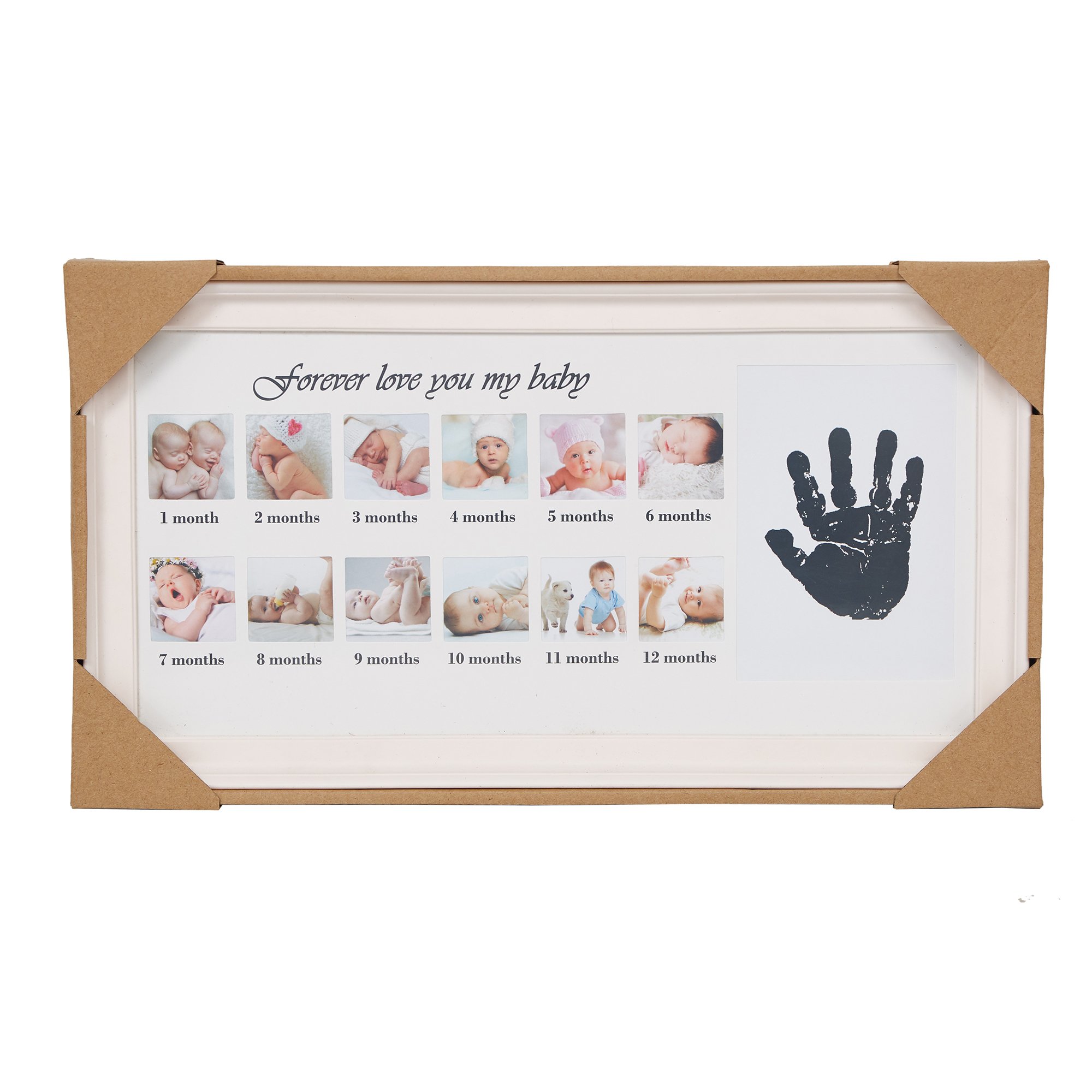 Baby Handprint and Footprint Photo Frame - Wall or Desk Display - Perfect Baby Shower Gift for Newborns & Parents - Nursery Decor, Christening Keepsake, First Birthday Present