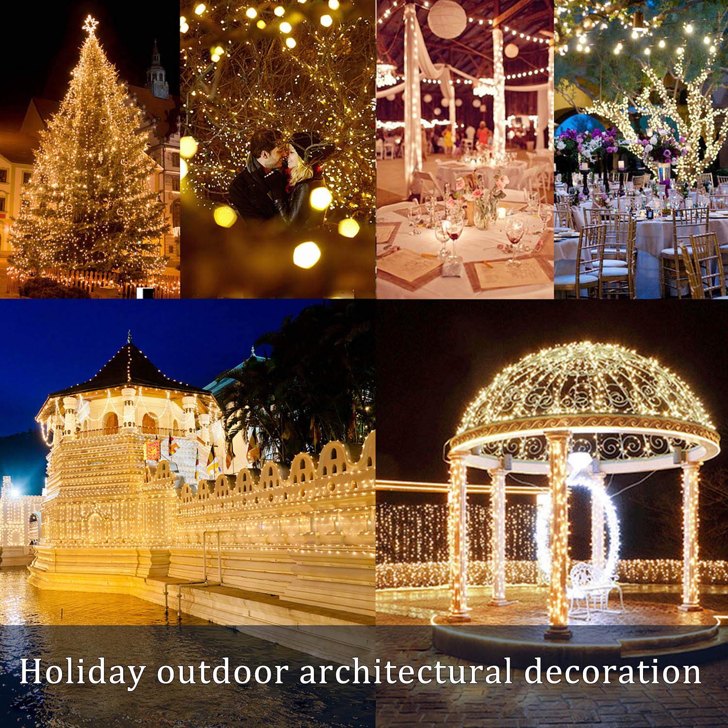 2 Pack 200 LED Solar Powered Copper Wire String Lights Outdoor Waterproof - 8 Modes Fairy Lights for Garden, Patio, Party, Yard & Christmas Decorations (Warm White) | Perfect for Backyard, Wedding, Landscape Lighting & Holiday Displays
