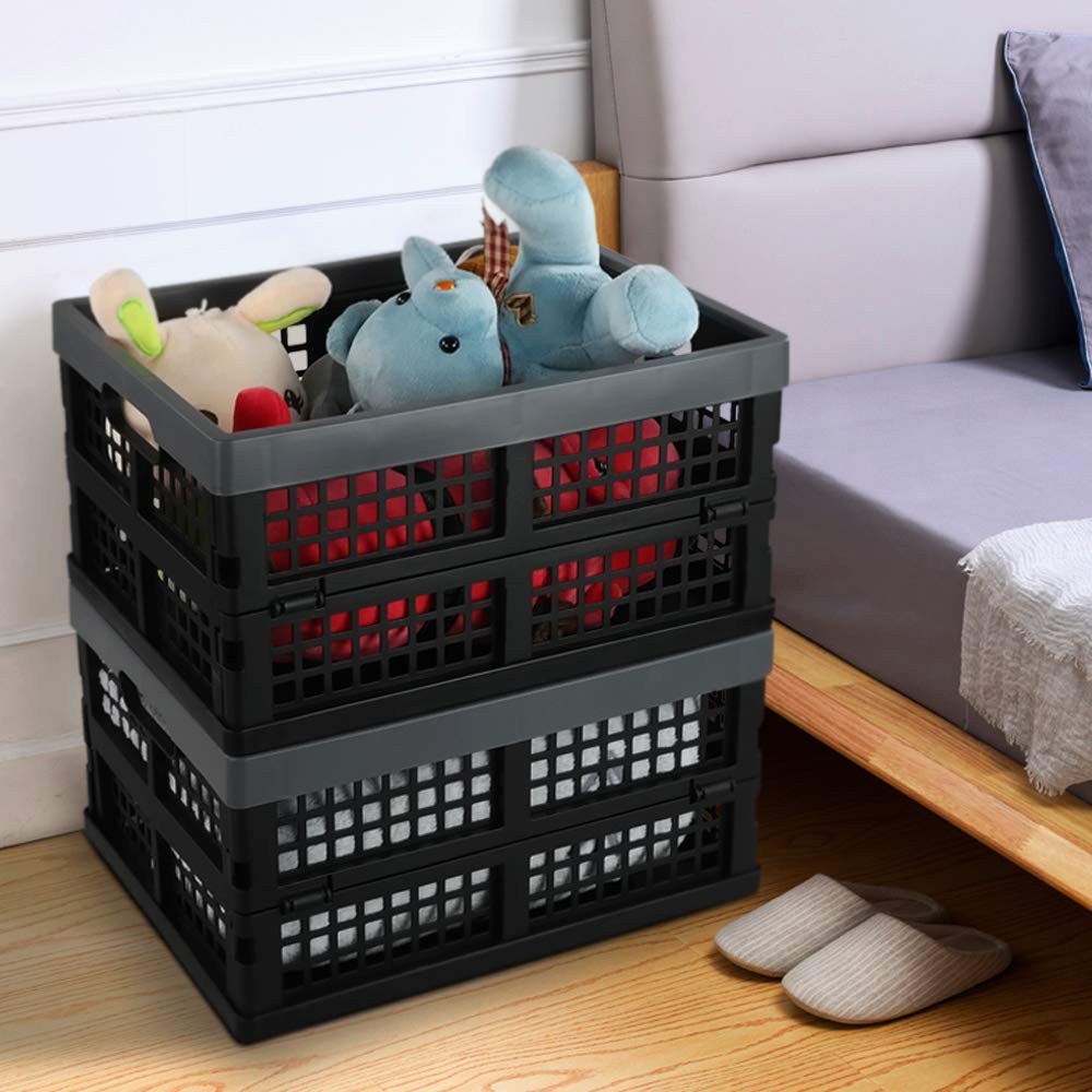 Anbers 3-Pack 16 Quart Foldable Plastic Storage Crates - Small Collapsible Bins for Home Organization | Perfect for Pantry, Closet, Laundry Room & Toy Storage