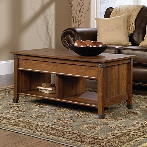 Modern Lift Top Coffee Table with Storage - Washington Cherry Wood Living Room Furniture for Small Spaces | Contemporary Design for Home Office & Lounge Use