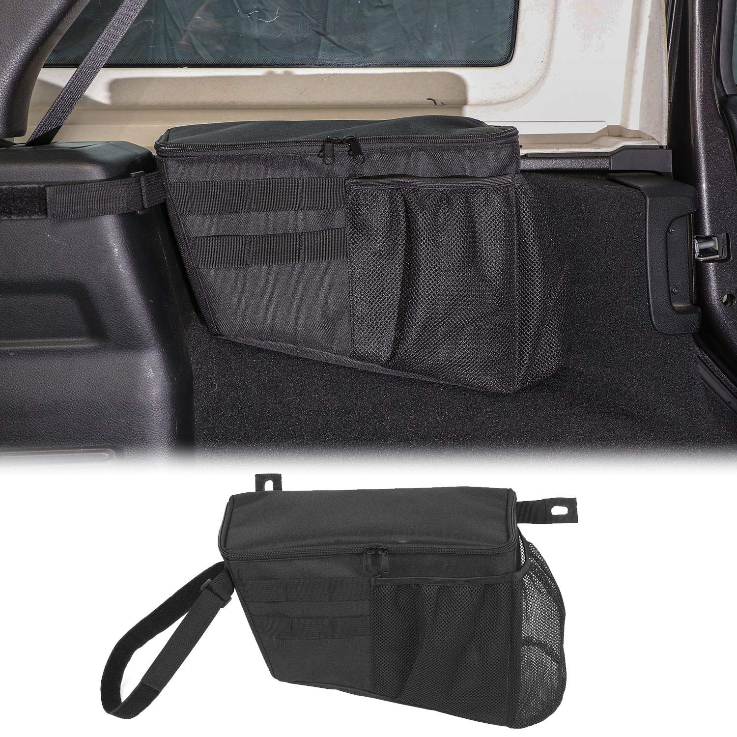 RT-TCZ Trunk Organizer for Jeep Wrangler JL 4-Door (2018-2023) - Driver Side Storage Bag Accessories | Car Organizer for Road Trips & Outdoor Adventures