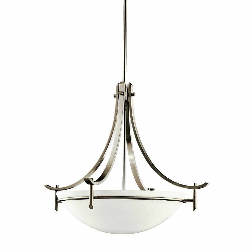 3-Light Modern Inverted Pendant Light Fixture with Satin Etched White Glass & Antique Pewter Finish - Sleek Linear Design for Kitchen Island, Dining Room or Entryway Lighting